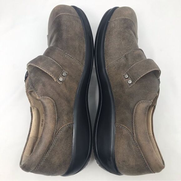 Alegria KHLOE Light Brown Leather Slip On Loafer Comfort Support Clog Shoes - Picture 4 of 16